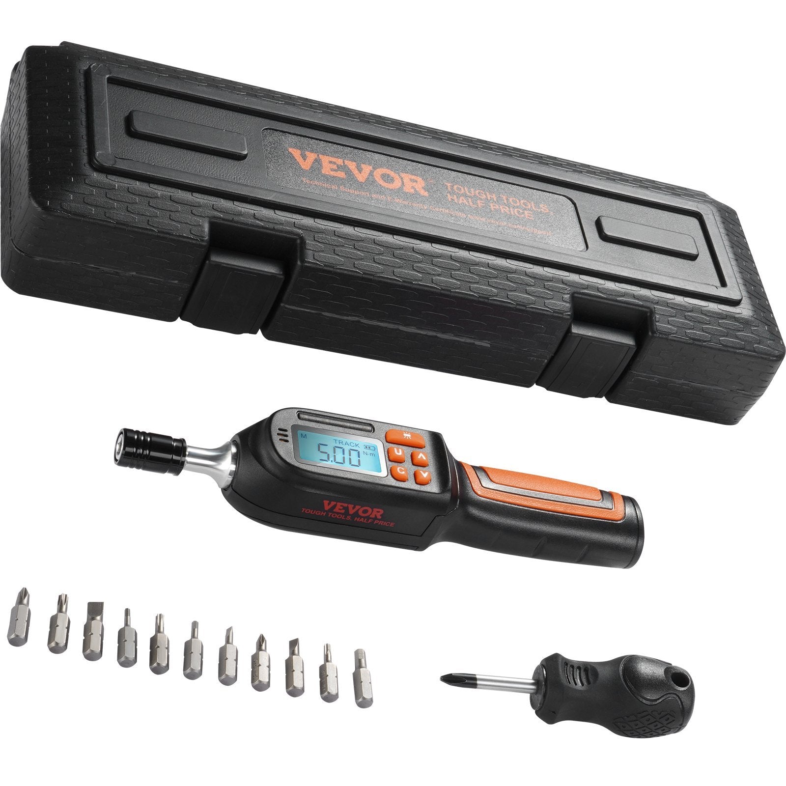 Digital Torque Screwdriver, Drive Screwdriver Torque Wrench, Electrician Torque Screwdriver With LCD, 2.65-70.67 In-lbs Torque Range, 0.01 N.m Increment Torque Screwdriver With Bits & Case