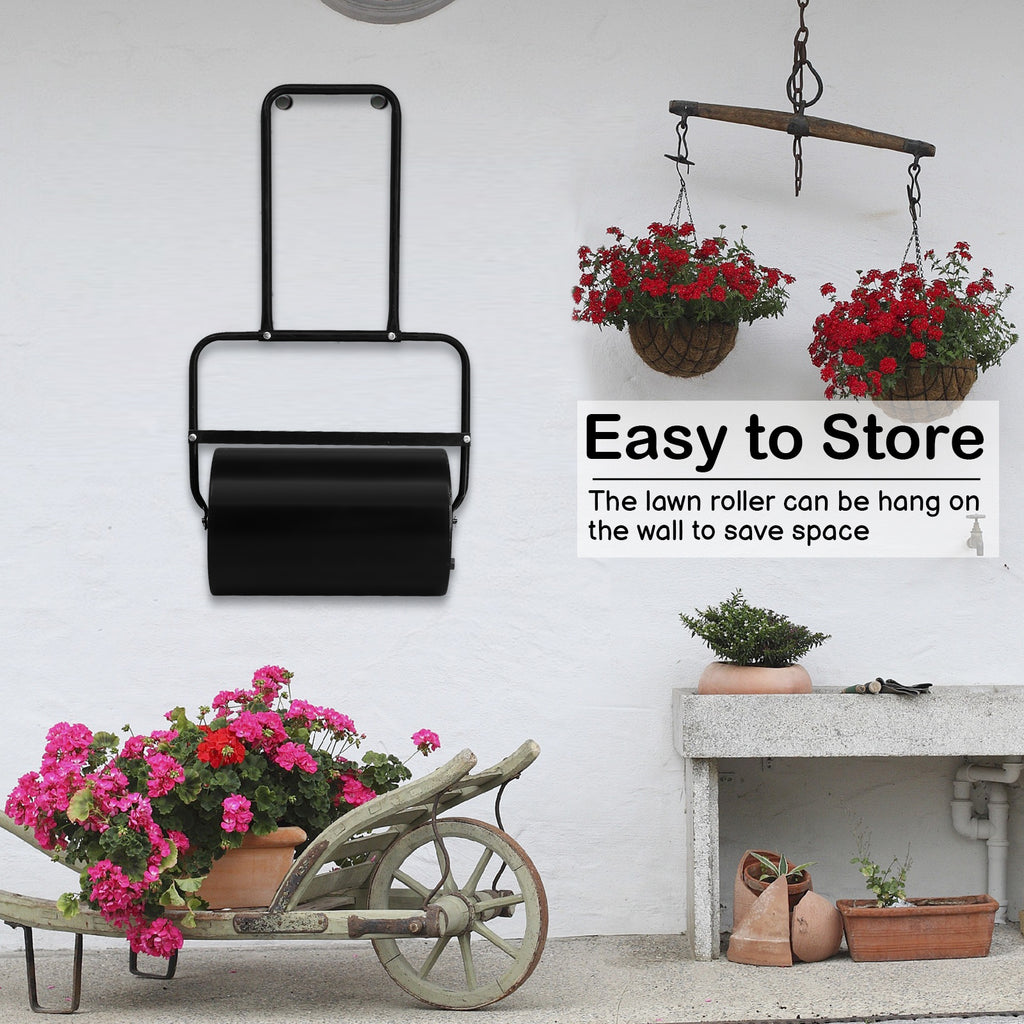 19 Inch Black Iron Lawn Roller Cylindrical