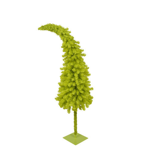 5FT Hinged Fir Artificial Fir Bent Top Christmas Tree, Xmas Tree Bendable Santa Hat Style Christmas Tree Holiday Decoration,400 Branch Tips,  LED Lights X-mas