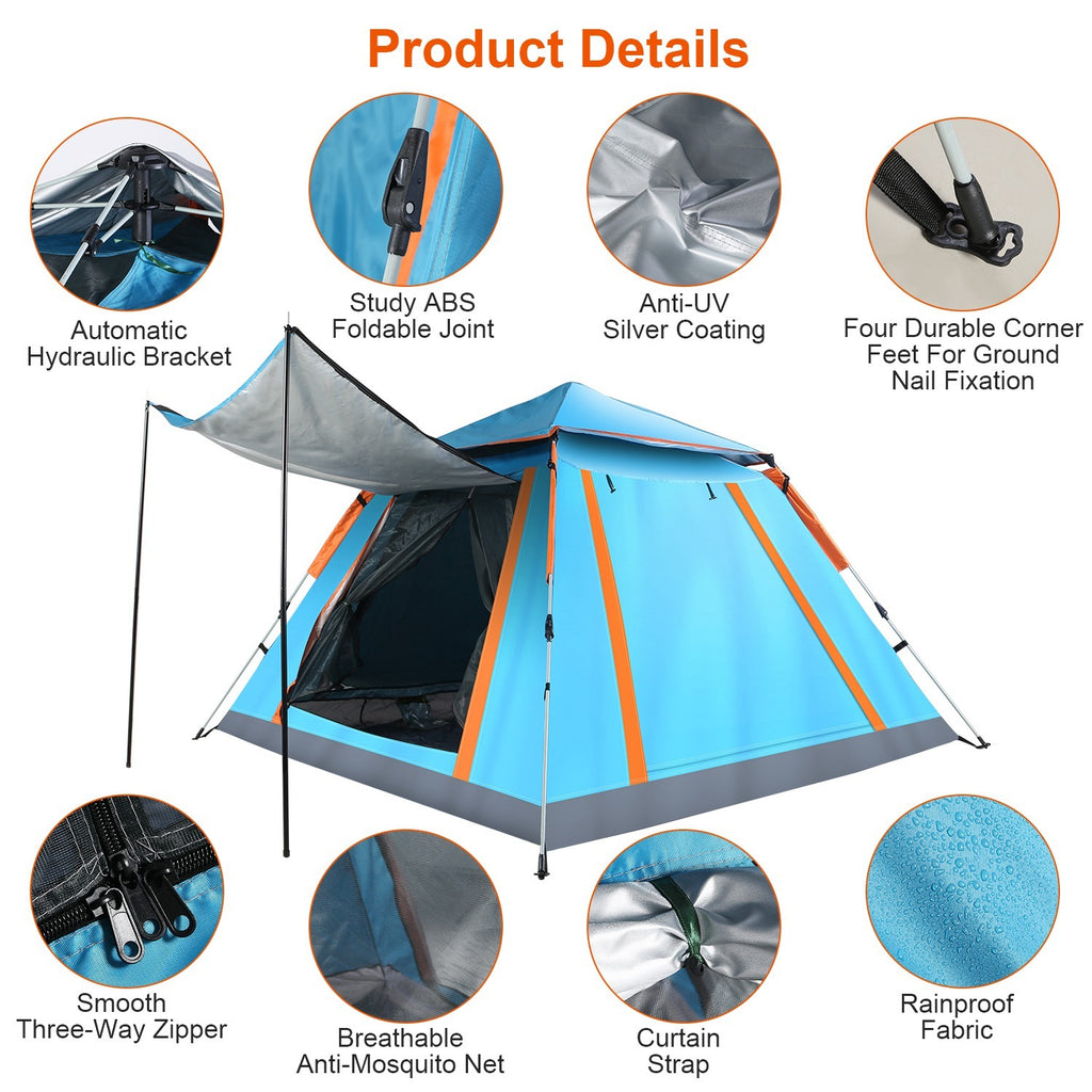 1Pc 4-5 Person Camping Tent With 2 Mosquito Nets Windows Carry Bag Waterproof 7.05x7.05x4.46ft For Hiking Climbing Adventure Fishing Fedex Shipping
