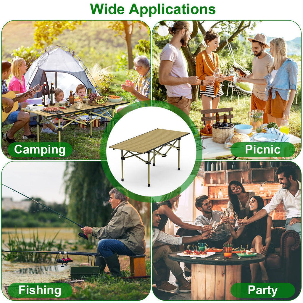 1Pc S Or L Size Options Folding Camping Table Portable Lightweight Carbon Steel Roll-up Picnic BBQ Desk With Carry Bag Heavy Duty For Outdoor Beach Backyard Party Patio Camping Hiking BBQ Picnic