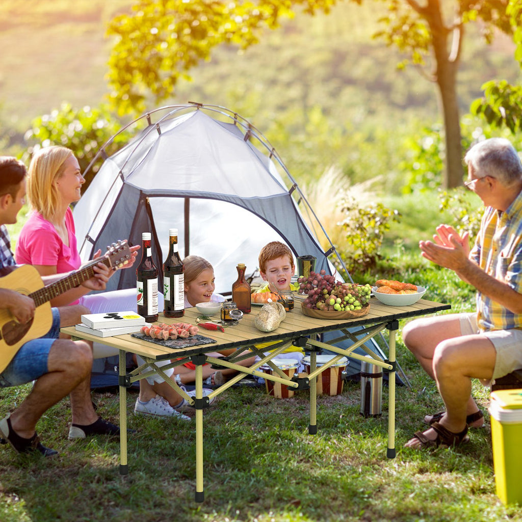 1Pc S Or L Size Options Folding Camping Table Portable Lightweight Carbon Steel Roll-up Picnic BBQ Desk With Carry Bag Heavy Duty For Outdoor Beach Backyard Party Patio Camping Hiking BBQ Picnic