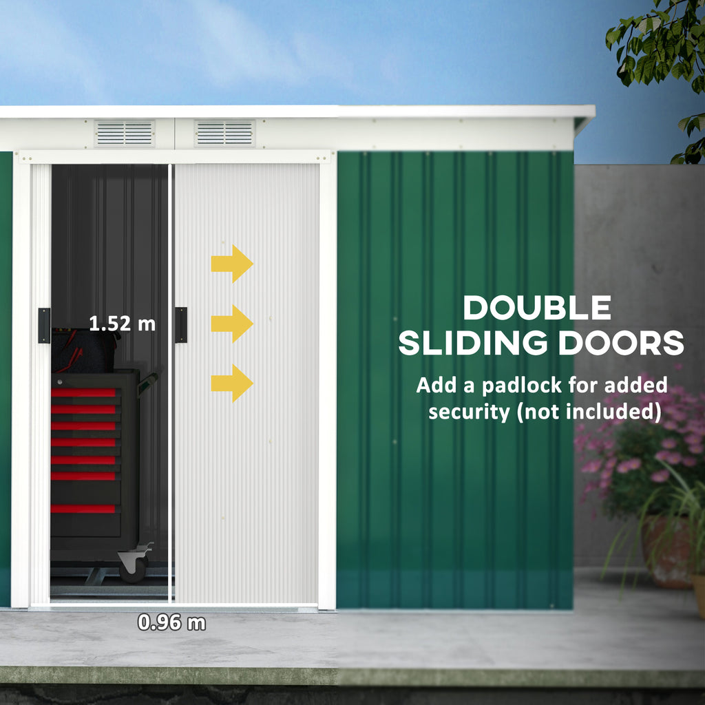 9'x4.5'x5.5' Rust Resistant Metal Garden Shed, Vented, Green White, Perfect For Backyard Lawn Tool Storage  Garden Essentials