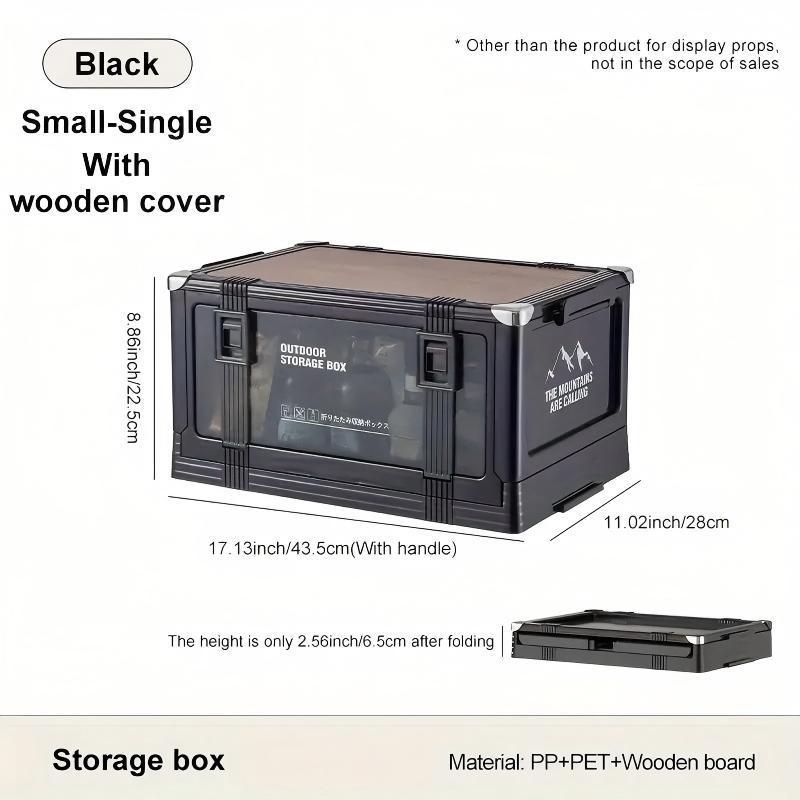 Folding Camping Storage Box Multi-layer Thickened Cover Durable Plastic Portable Outdoor Picnic Car-mounted Solid Structure Automatic Camping Accessories Outdoor Storage Cabinet Rack