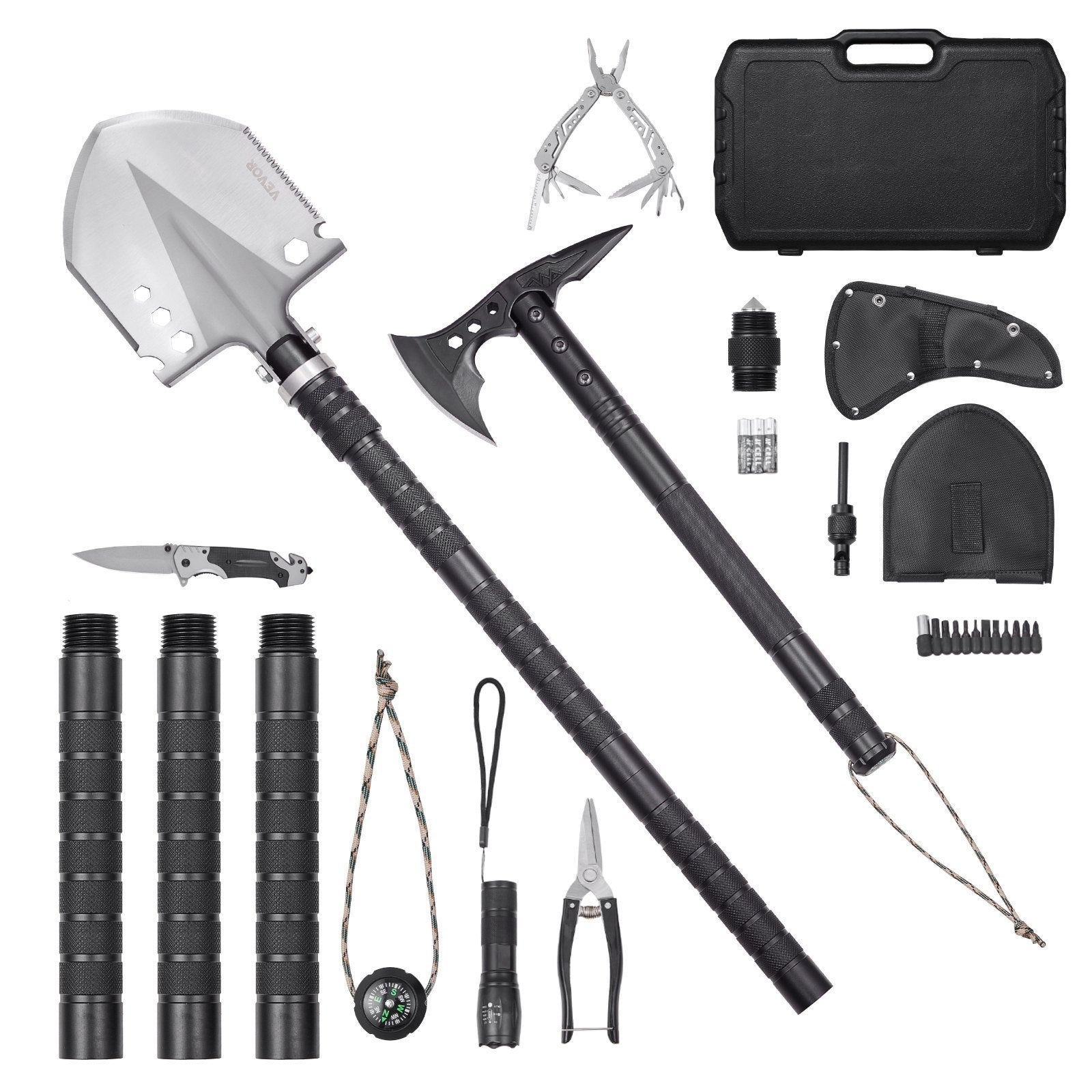 Survival Shovel Survival Axe 28-in-1 Camping Folding Shovels With Hatchet