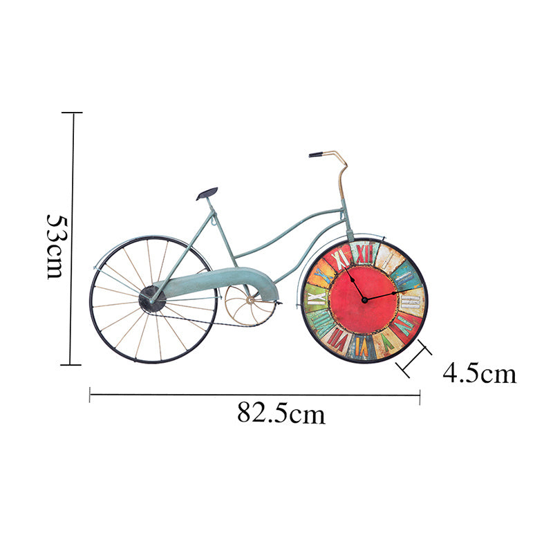 Retro Bike Wall Clock Mural Hanging Wall Clock Living Room Decor Pendant Vintage Watch Ornaments Personality Home Decoration