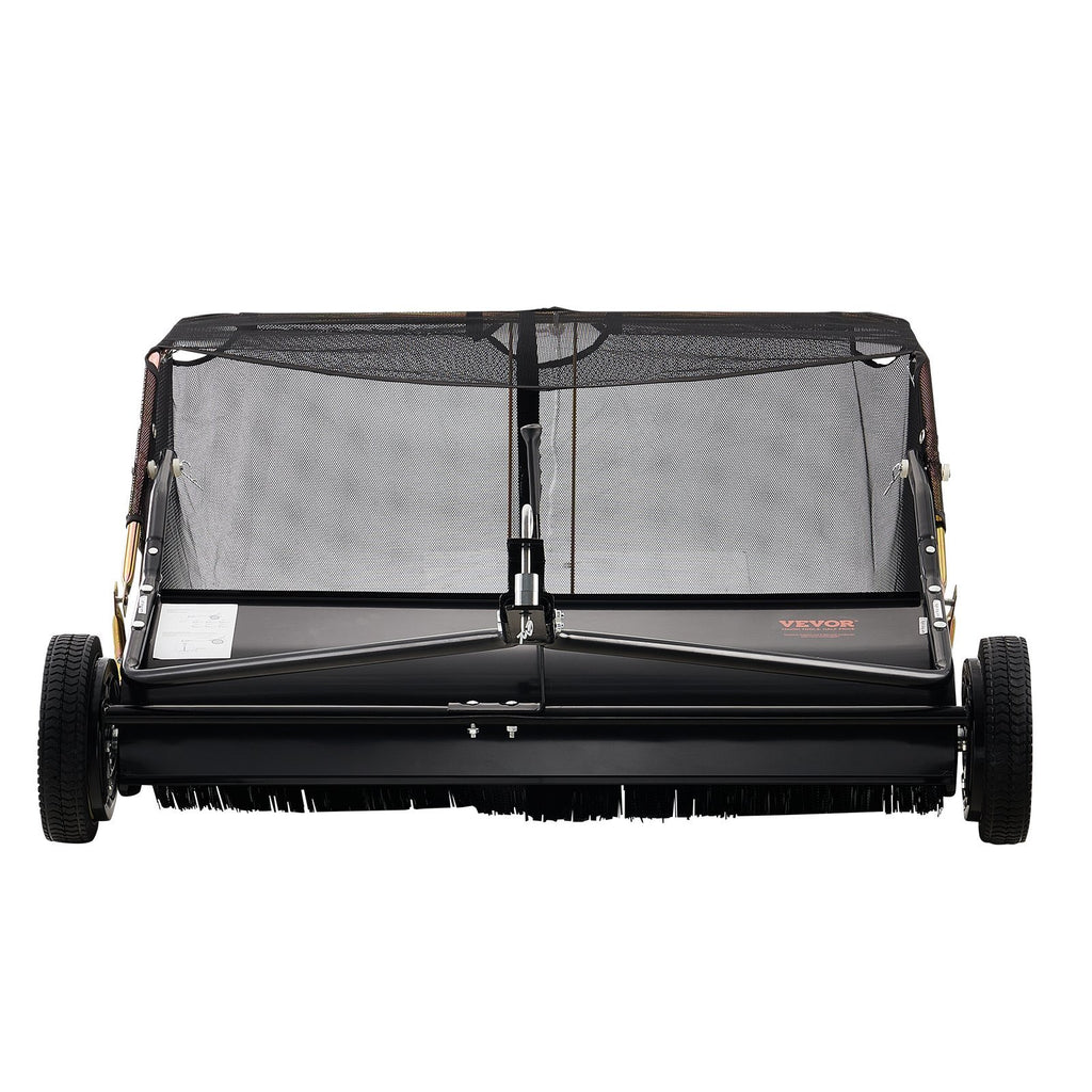 VEVOR Tow-Behind Lawn Sweeper 42-inch Leaf Yard Collector 12 Cu.ft. Adjustable
