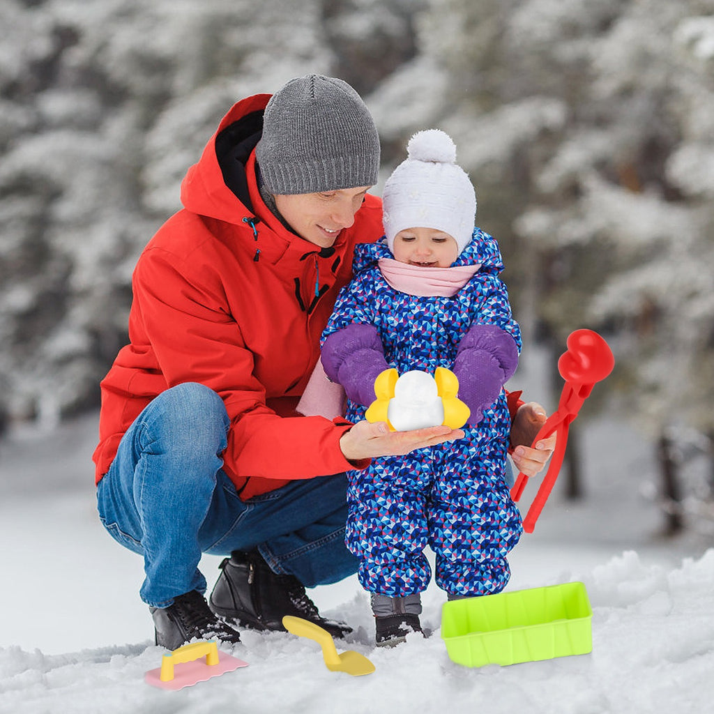 Set Of 15Pcs Winter Snowball Tool Kit Kids Snow Molds Outdoor Snow Beach Toys For Kids Toddlers Adults Snowman Snowflake Duck Dinosaur