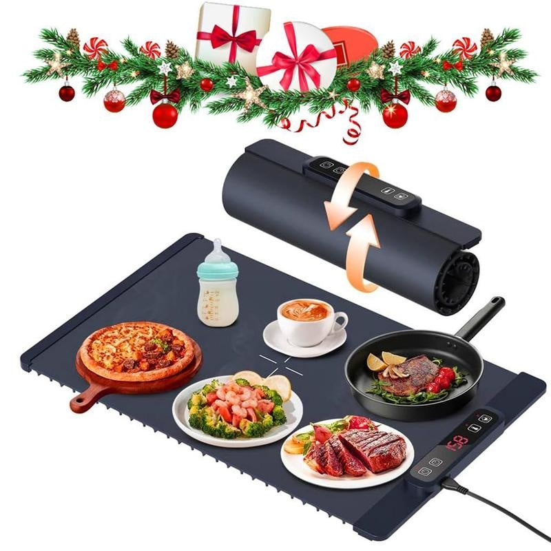 Electric Warming Tray, Food Heating Pad, Maximum Temperature Adjustable, Food Warmer, Portable Kitchen Utensil Pad
