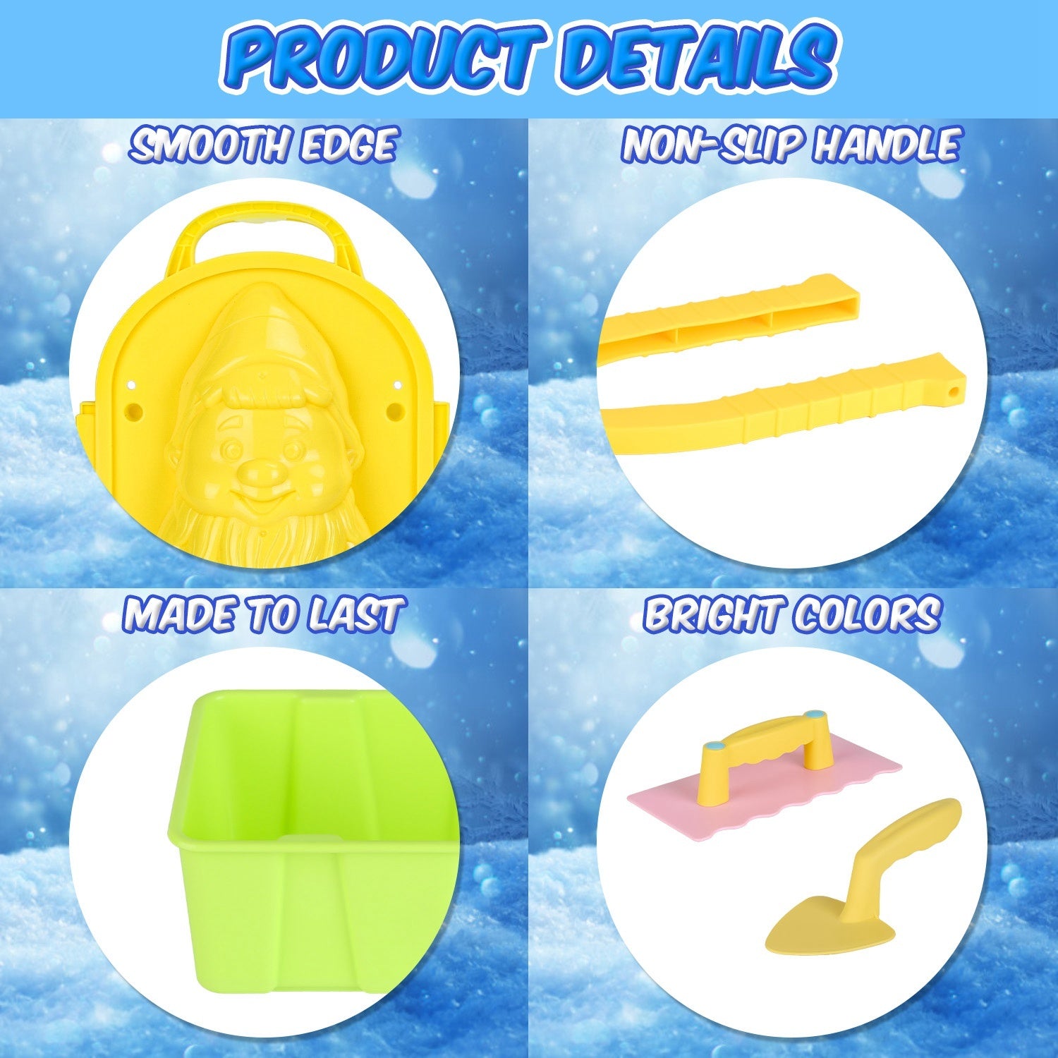 Set Of 15Pcs Winter Snowball Tool Kit Kids Snow Molds Outdoor Snow Beach Toys For Kids Toddlers Adults Snowman Snowflake Duck Dinosaur