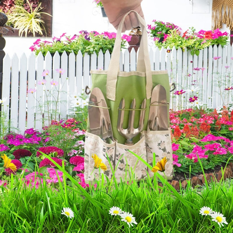 Wooden Handle Stainless Steel Lightweight Portable Easy To Store Ladies Gardening Tool Set With Pruning Shears