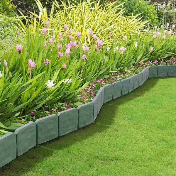 20 Pieces Of Pebble Effect Plastic Garden Lawn Edge Decorative Strip