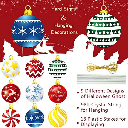 9Pcs Christmas Yard Signs With Stakes And Cords Christmas Balls Yard Signs Decorations For Outdoor Yard Porch Tree Lawn Decorations Xmas Party Decor-Ban On Selling On Amazon