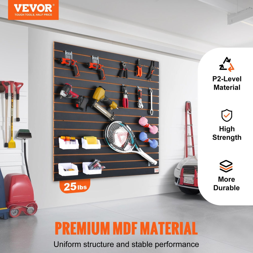 VEVOR Slatwall Panels, 4 Ft X 2 Ft Black Garage Wall Panels , Heavy Duty Garage Wall Organizer Panels Display For Retail Store, Garage Wall, And Craft Storage Organization