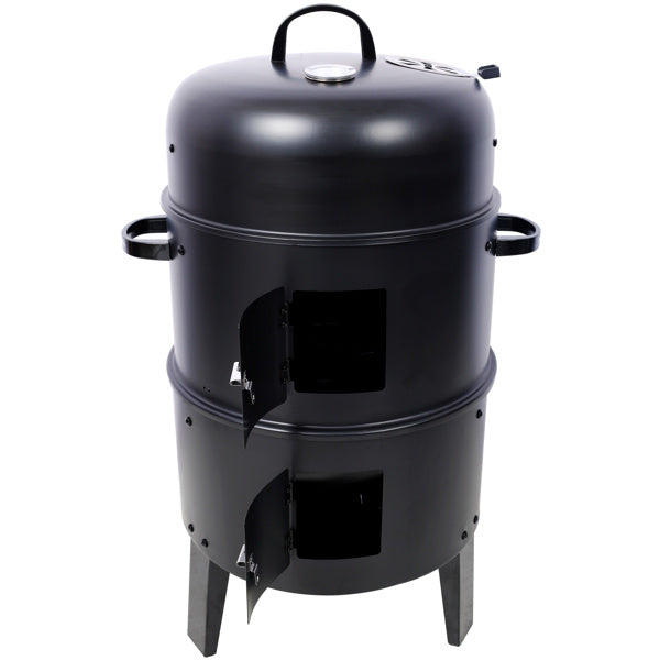 Charcoal Smoked Grill, Outdoor Cooking, 16 Inch Vertical Smoker Portable Grill Suitable For Camping, Black