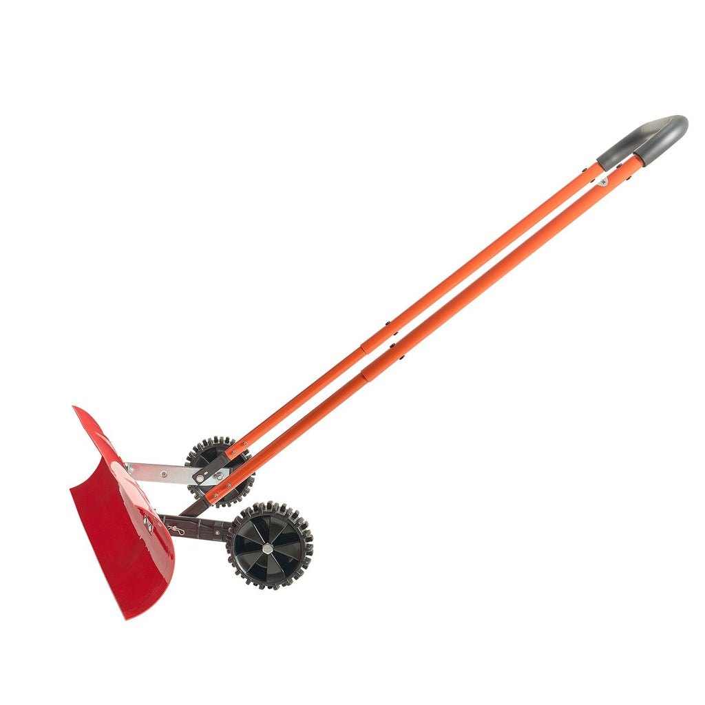 Snow Pusher Shovel With Wheels 37.8 In Plastic Winter Snow Plow For Driveway