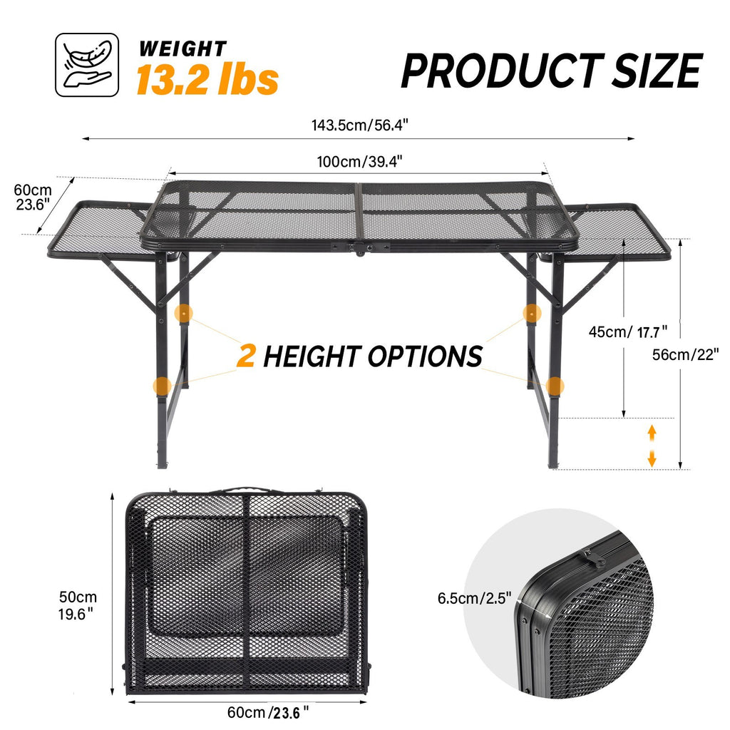 4.7ft Black Outdoor Folding Table