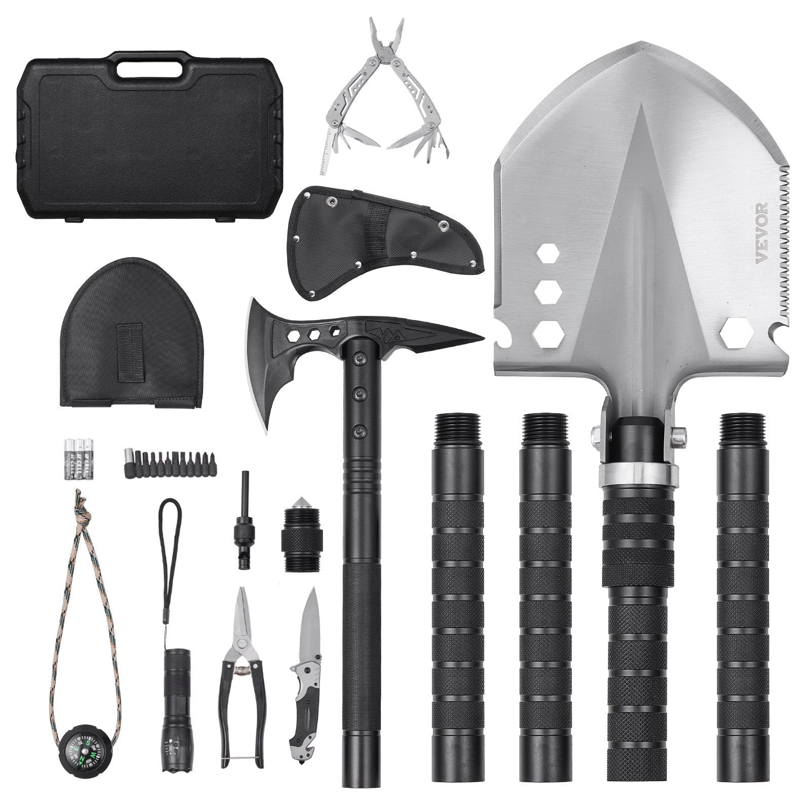 Survival Shovel Survival Axe 28-in-1 Camping Folding Shovels With Hatchet