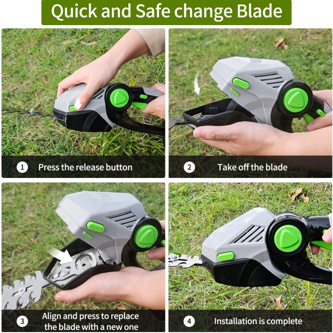 Cordless Hedge Trimmer, 2-in-1 Electric Handheld Grass Shears With 21V 2.0 Battery X2, Grass Trimmer, Mini Bush Trimmer Kit For Garden, Patio And Lawn