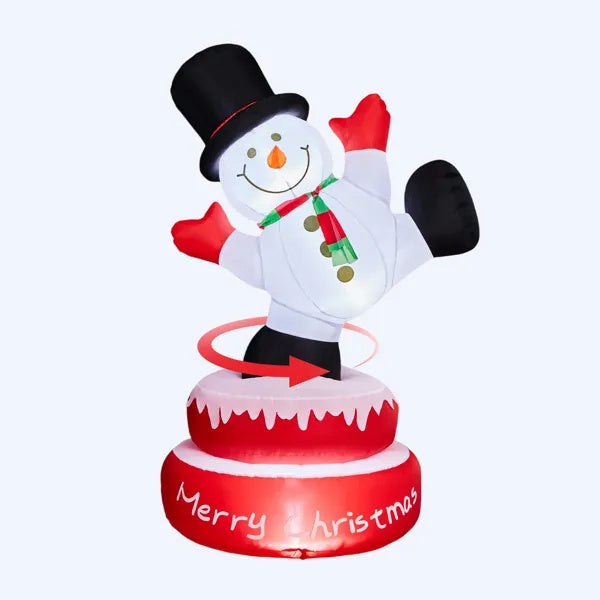 4.8FT Lighted Christmas Inflatable Decoration, Large Rotating Snowman With Motor, Funny Blow Up Yard Decorations With Built-in LED Lights For Holiday Party Front Yard Lawn Garden Decor