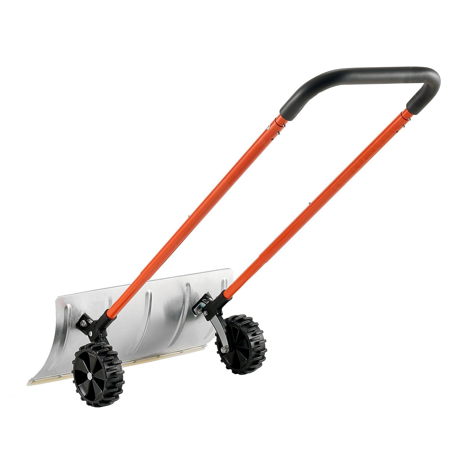 Winter Snow Pusher Shovel With Wheels 24 In Durable Metal Snow Plow For Driveway
