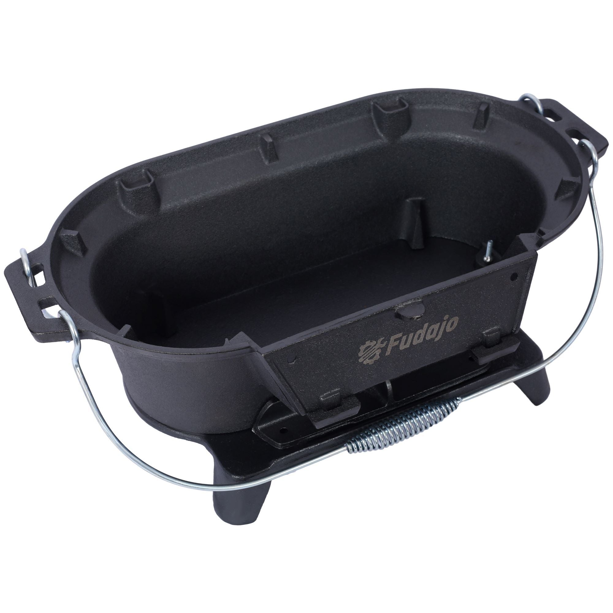 Outdoor Oval Cast Iron Grill, Portable Charcoal Grill, And Desktop Cast Iron Frying Pan