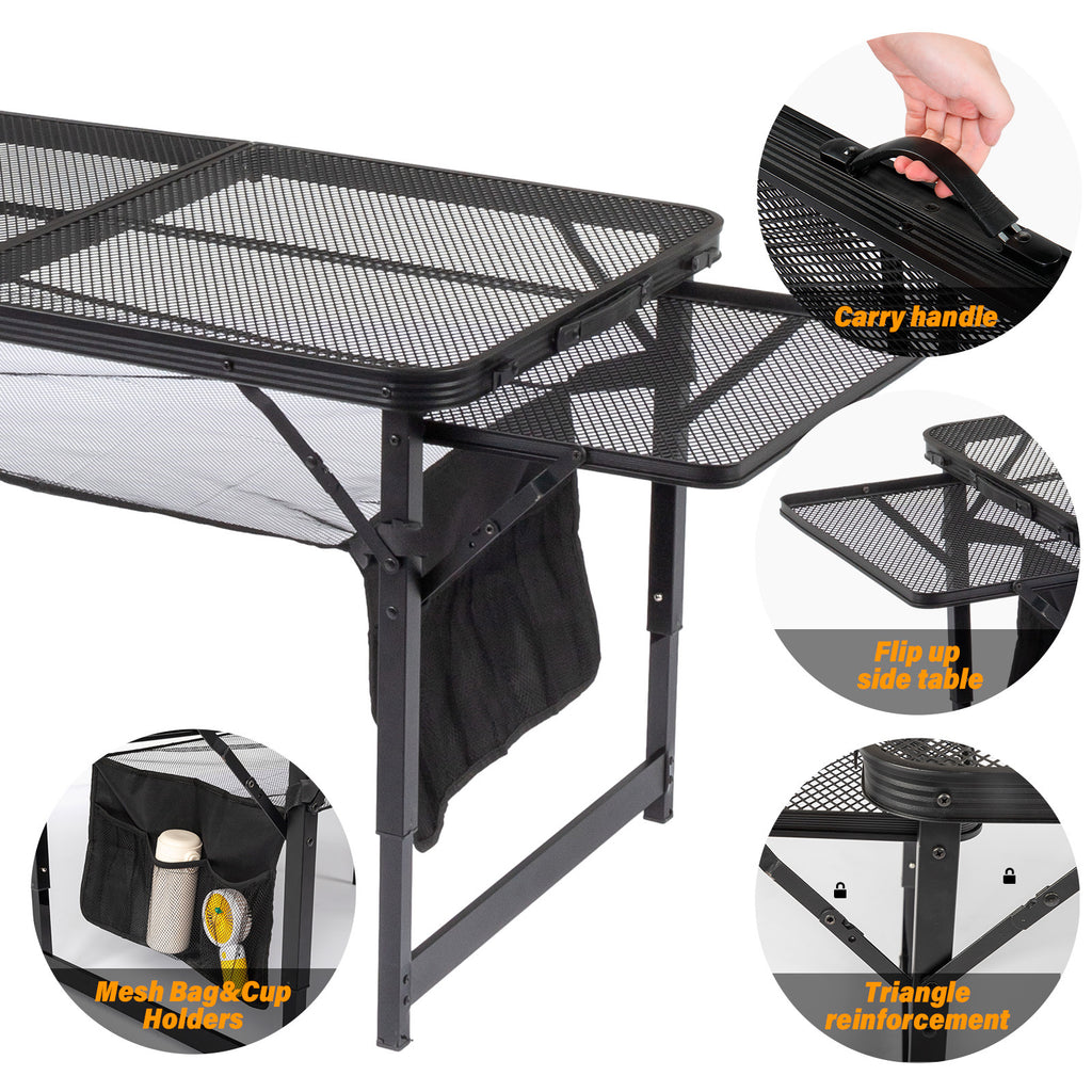 4.7ft Black Outdoor Folding Table