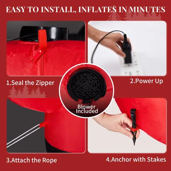 4.8FT Lighted Christmas Inflatable Decoration, Large Rotating Snowman With Motor, Funny Blow Up Yard Decorations With Built-in LED Lights For Holiday Party Front Yard Lawn Garden Decor