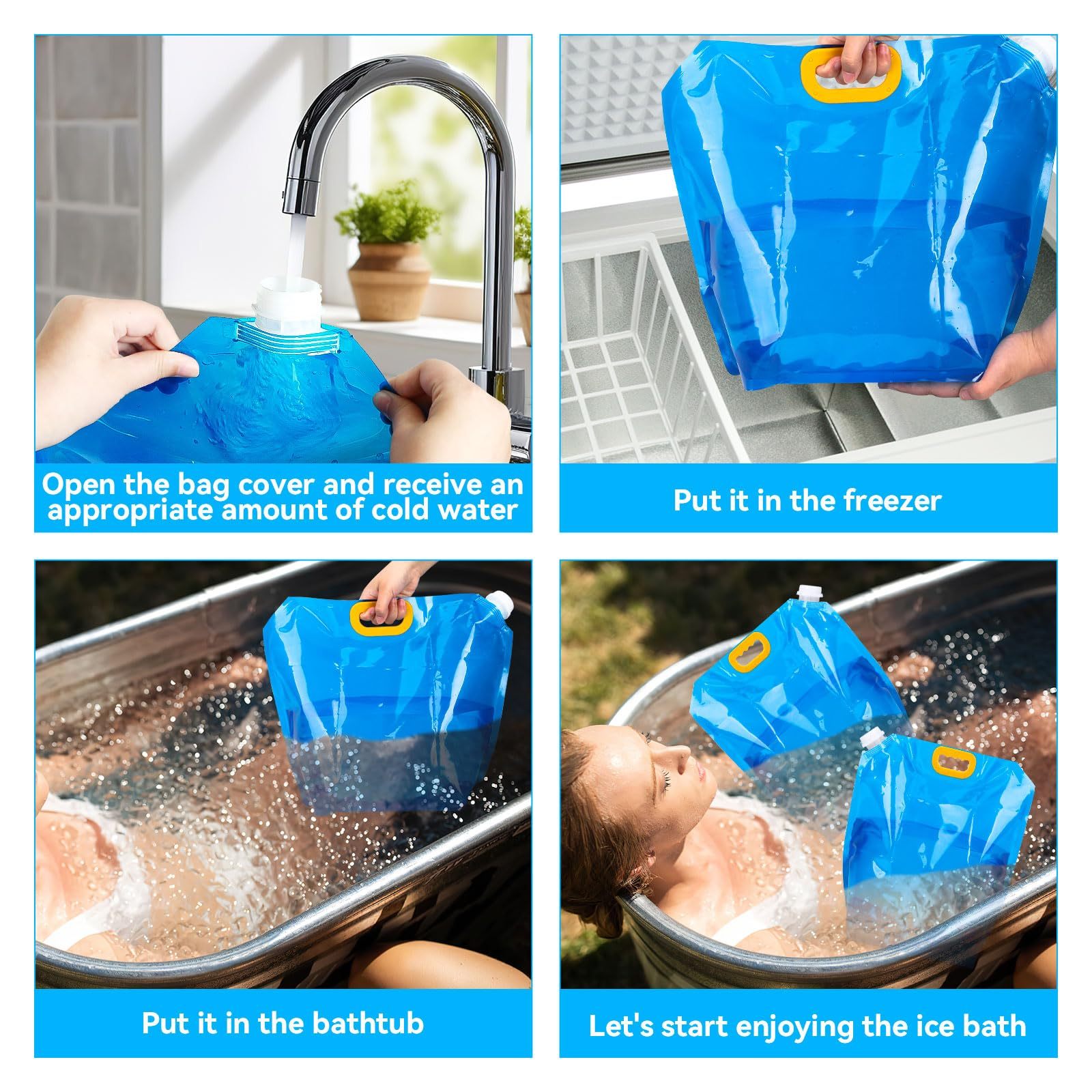 2 Packs Ice Bath Bags, Large Capacity Bathtub Water Bag For Home Cold Plunge Accessories For Cold Water Plunge Tub Portable Ice Bath Bag 10L,Amazon Is Banned