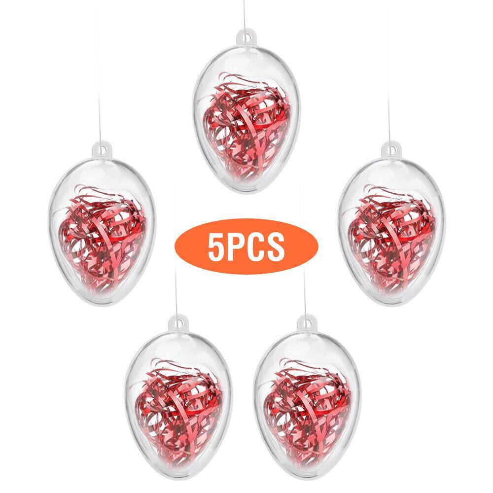 5 PCS Clear Plastic Christmas Balls Baubles Sphere Fillable Xmas Tree Ornament