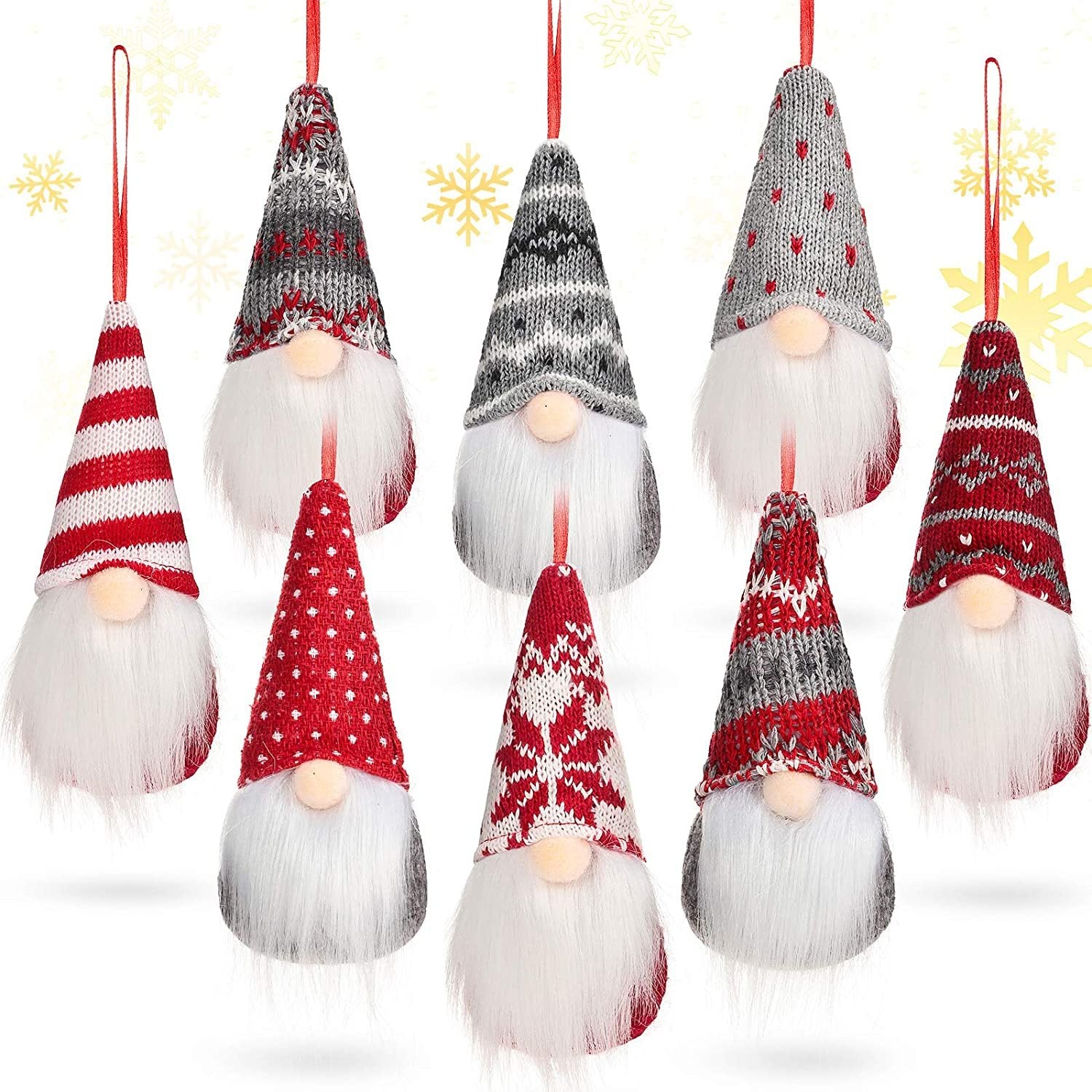 8 Packs Christmas Gnomes Ornaments Handmade Swedish Gnome Plush Xmas Tree Hanging Decorations Cute Scandinavian Santa Elf For Holiday New Year Home Decor