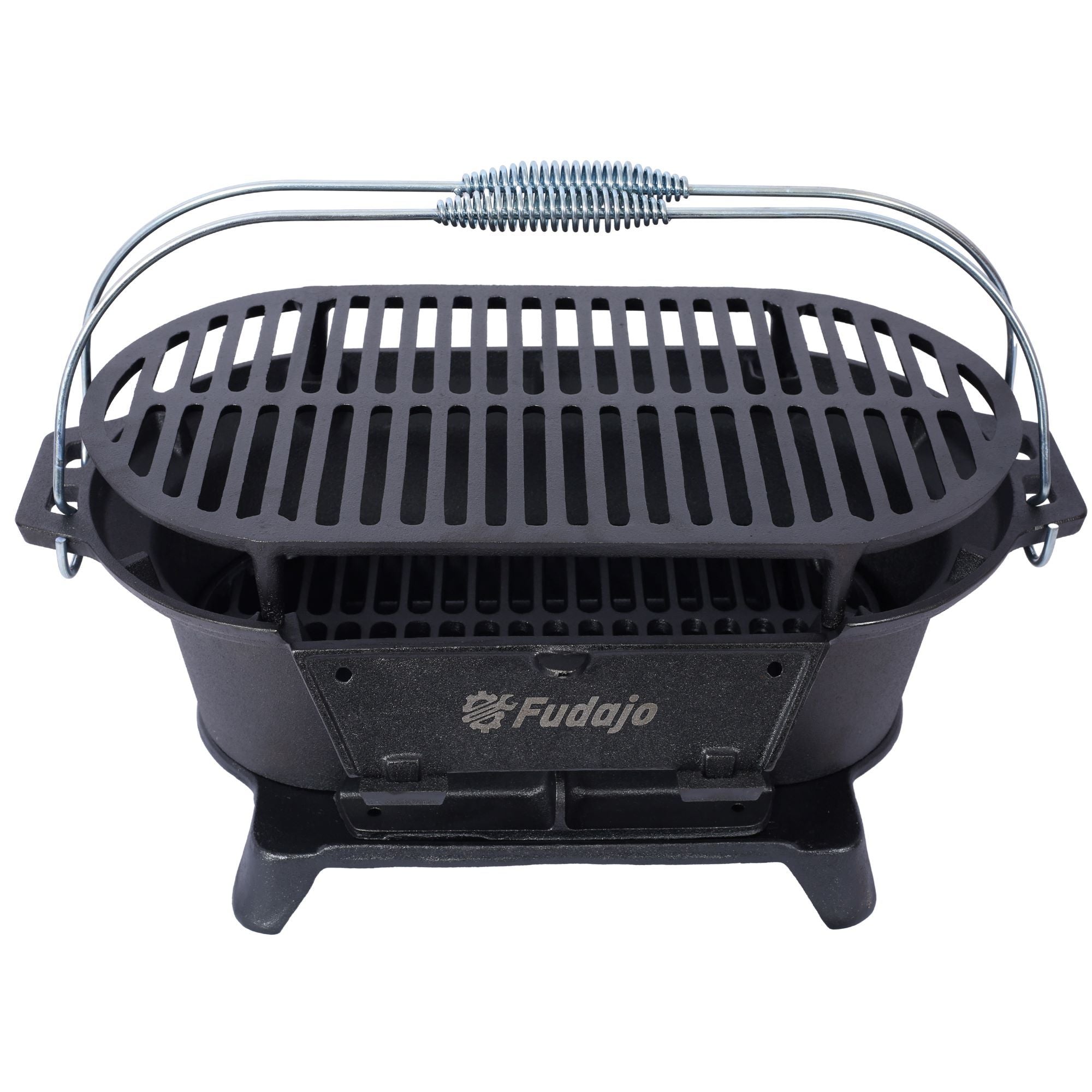Outdoor Oval Cast Iron Grill, Portable Charcoal Grill, And Desktop Cast Iron Frying Pan