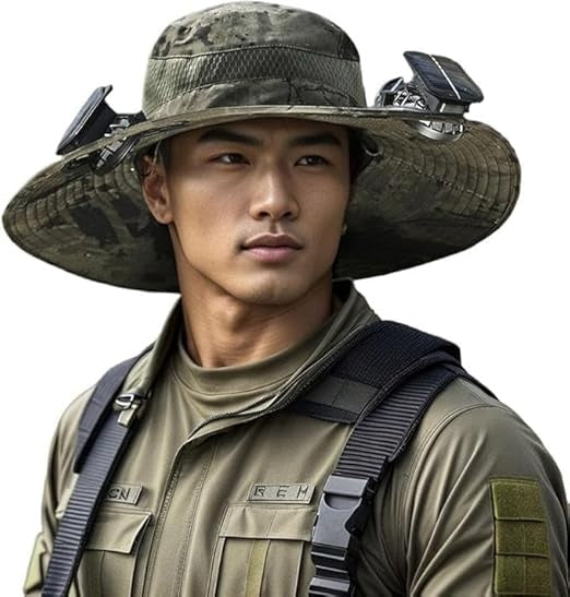 Unisex Wide Brim Solar Fan Outdoor Fishing Hat-Solar & USB Charging, Sunscreen Sun Hat With Fan, Camping Uv Protection