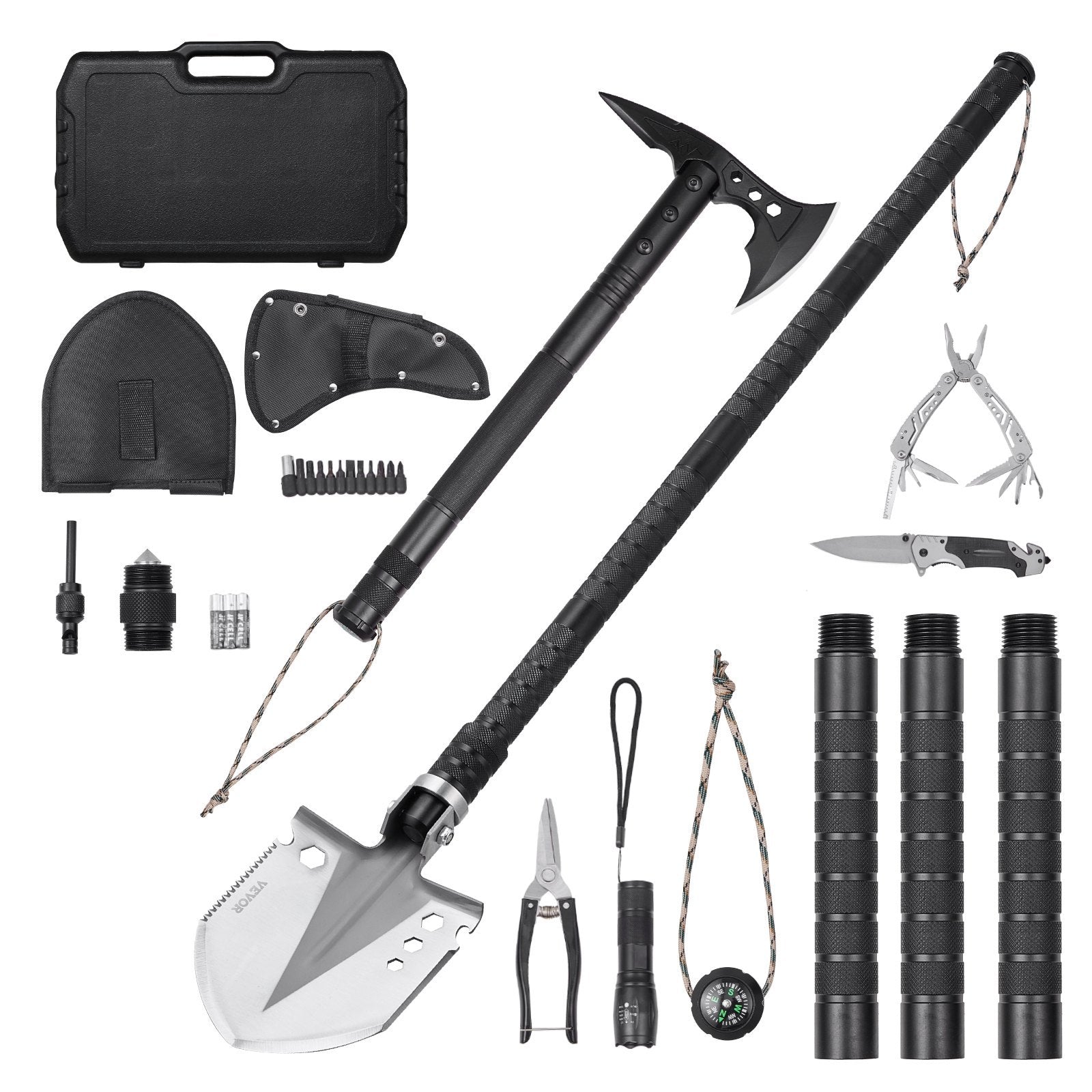 Survival Shovel Survival Axe 28-in-1 Camping Folding Shovels With Hatchet