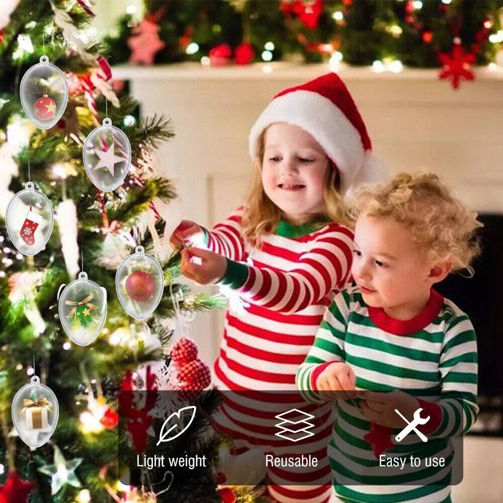 5 PCS Clear Plastic Christmas Balls Baubles Sphere Fillable Xmas Tree Ornament