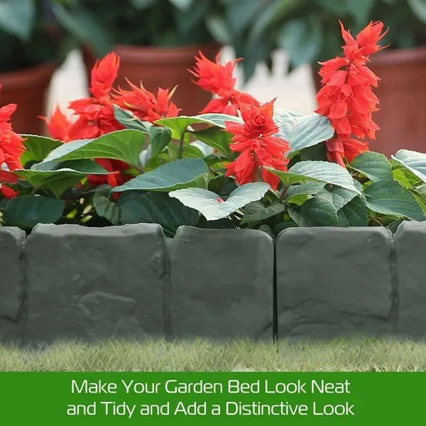 20 Pieces Of Pebble Effect Plastic Garden Lawn Edge Decorative Strip