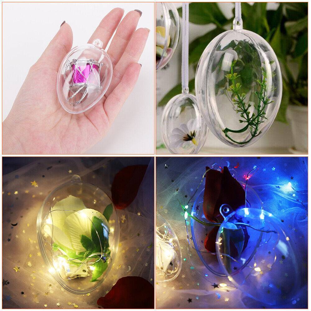5 PCS Clear Plastic Christmas Balls Baubles Sphere Fillable Xmas Tree Ornament