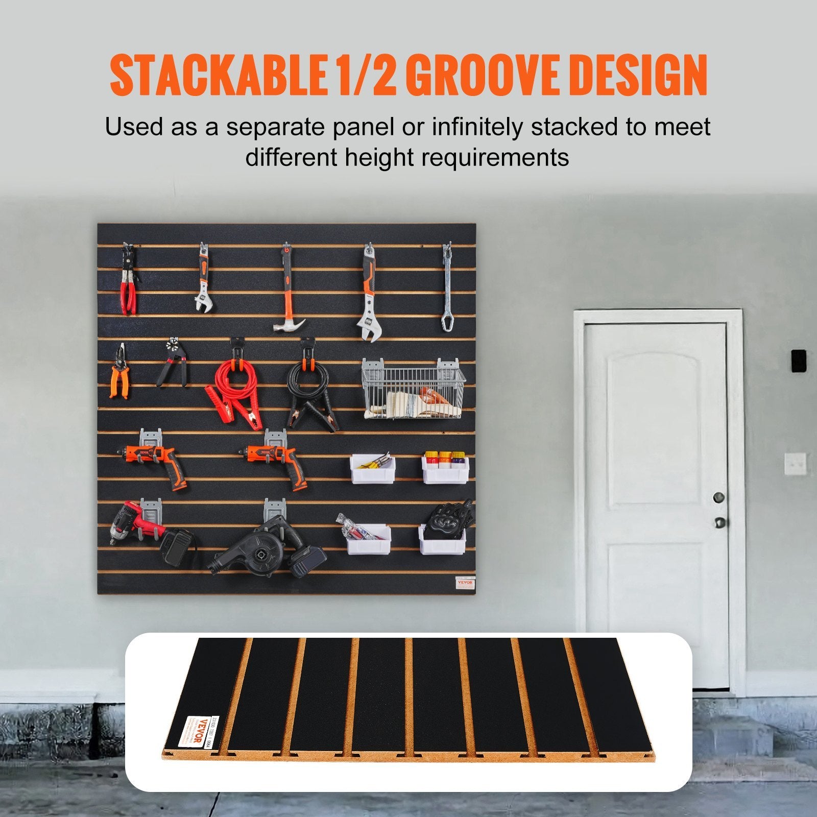 VEVOR Slatwall Panels, 4 Ft X 2 Ft Black Garage Wall Panels , Heavy Duty Garage Wall Organizer Panels Display For Retail Store, Garage Wall, And Craft Storage Organization