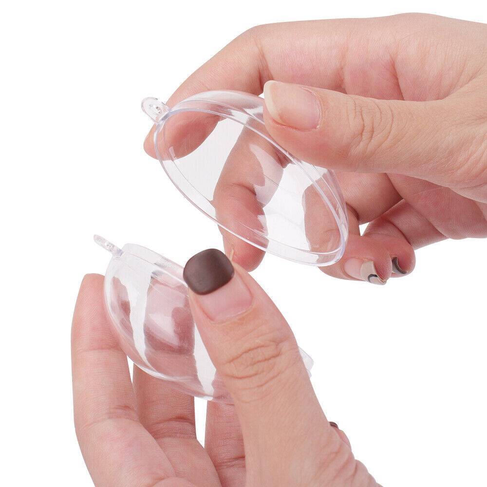 5 PCS Clear Plastic Christmas Balls Baubles Sphere Fillable Xmas Tree Ornament