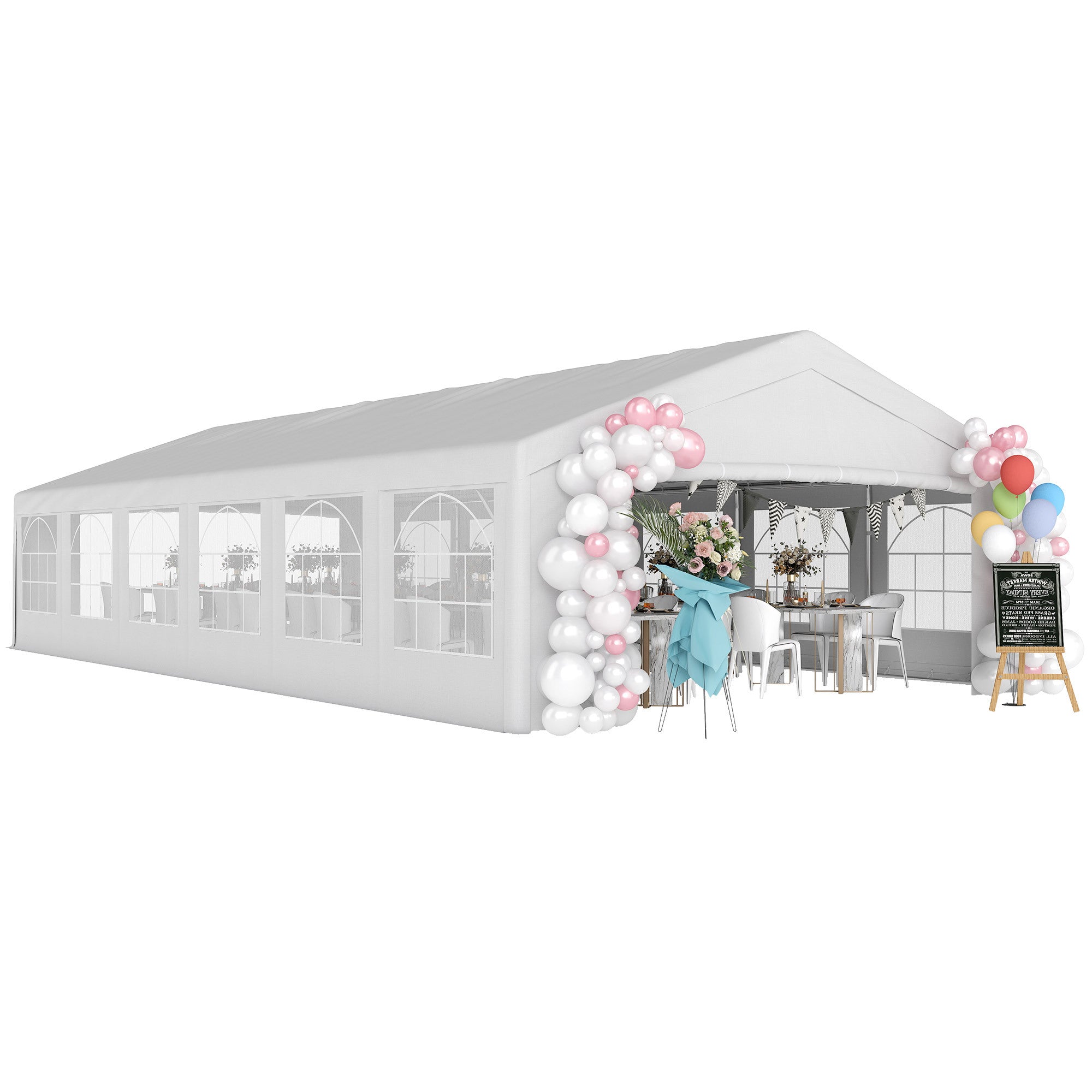 20' X 40' Large Wedding Tent With Removable Protective Sidewalls For Wedding And BBQ And Versatile Uses White