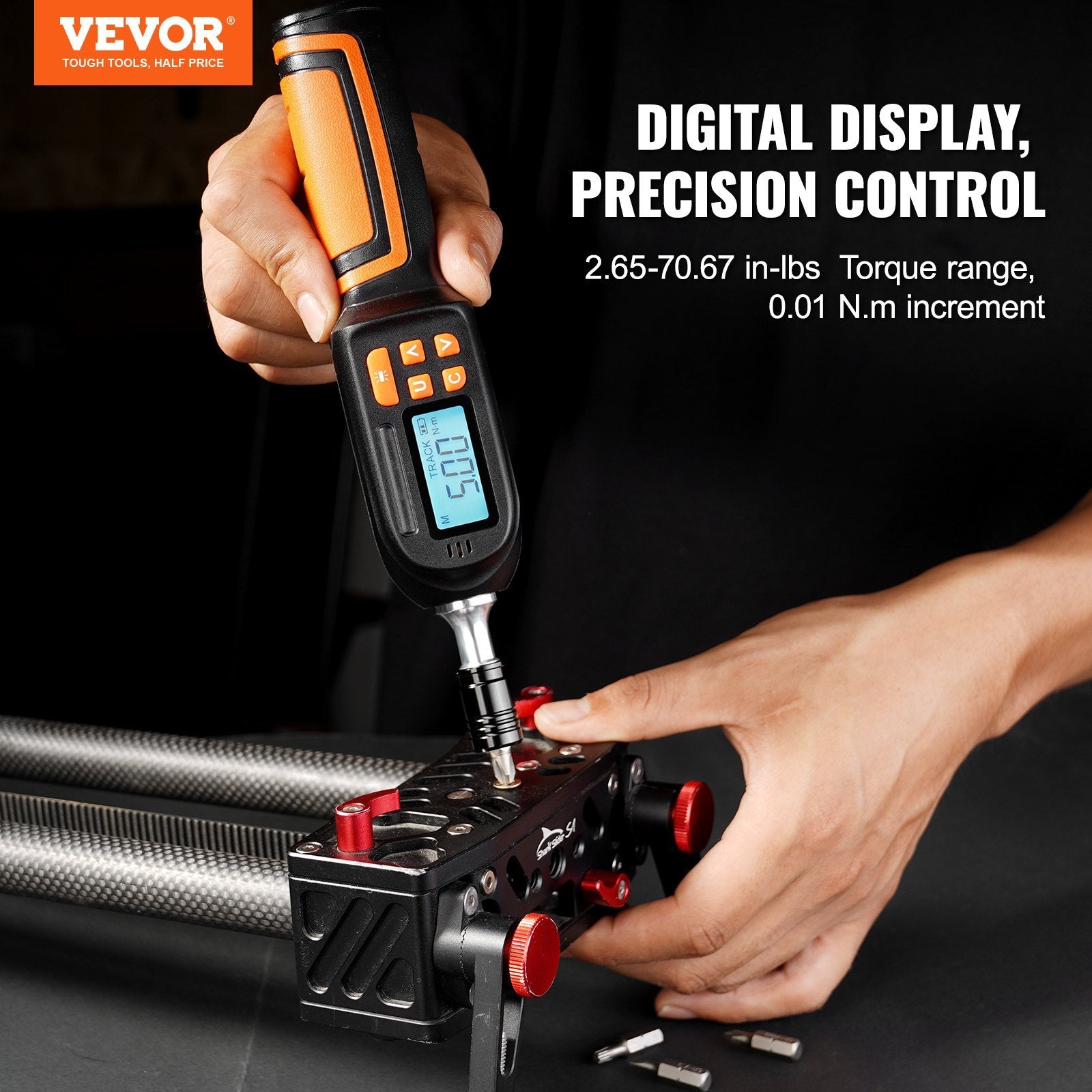 Digital Torque Screwdriver, Drive Screwdriver Torque Wrench, Electrician Torque Screwdriver With LCD, 2.65-70.67 In-lbs Torque Range, 0.01 N.m Increment Torque Screwdriver With Bits & Case