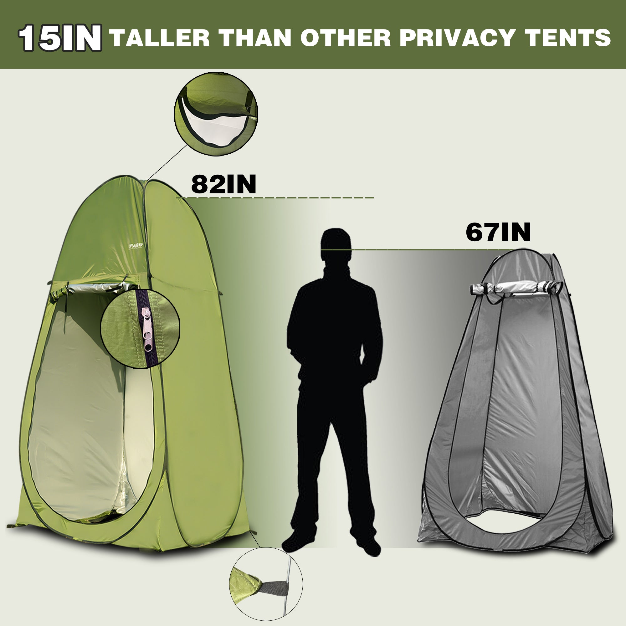 Camping Shower Tent 7FT Instant Level Up Privacy Tents, Portable Toilet Tent Outdoor Dressing Room, Foldable Camp Sun Shelter For Beach Fishing