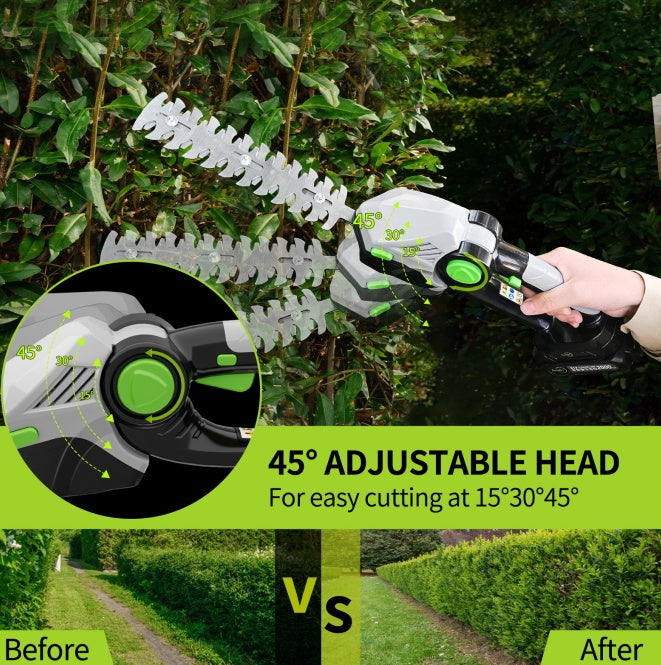Cordless Hedge Trimmer, 2-in-1 Electric Handheld Grass Shears With 21V 2.0 Battery X2, Grass Trimmer, Mini Bush Trimmer Kit For Garden, Patio And Lawn