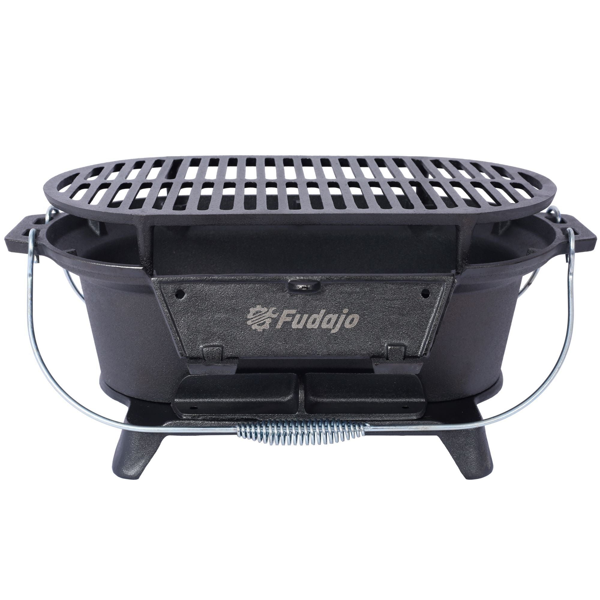 Outdoor Oval Cast Iron Grill, Portable Charcoal Grill, And Desktop Cast Iron Frying Pan